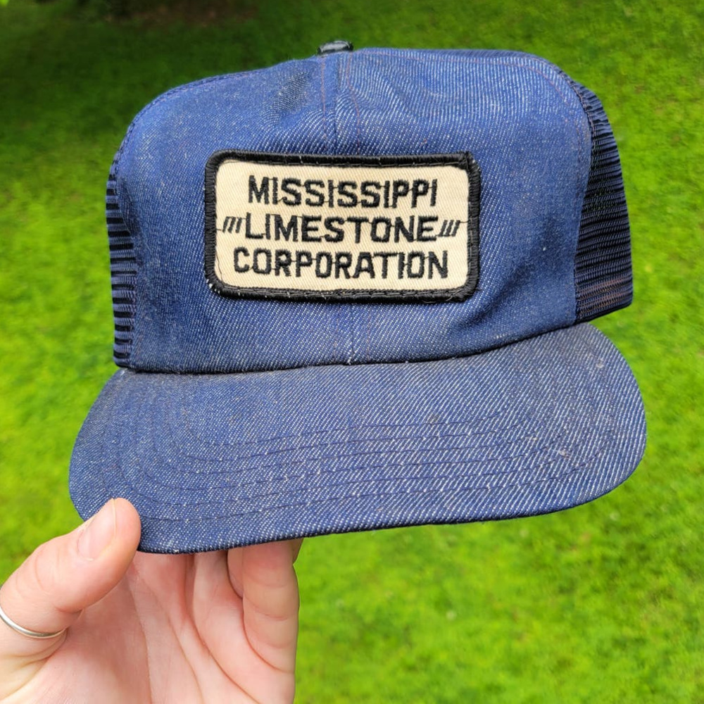 Vintage Denim Mississippi Limestone Corporation Snapback Hat Made in USA